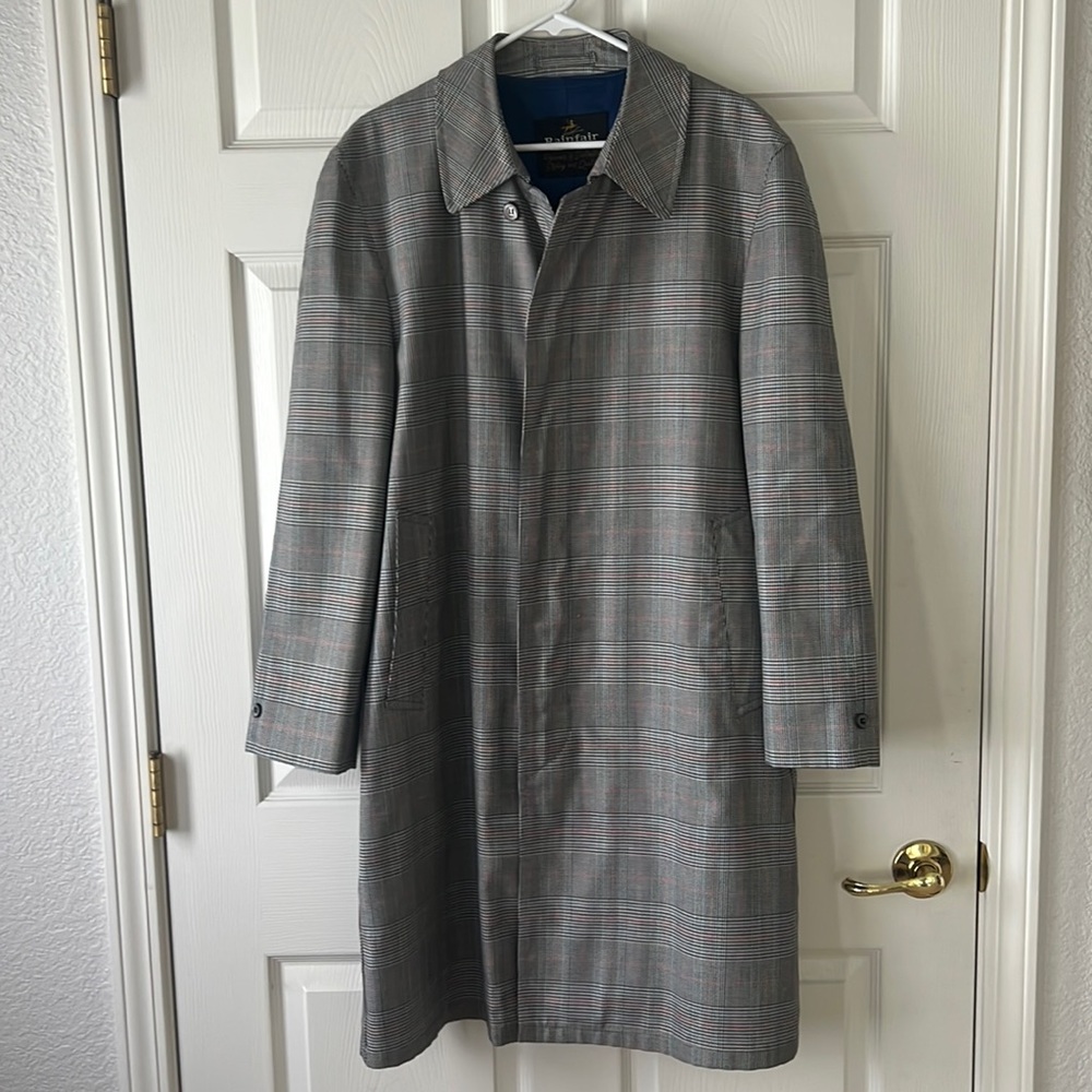 Vintage 60s/70s Rainfair Glen or Prince of Whales Check Long Raincoat, size‎ 40